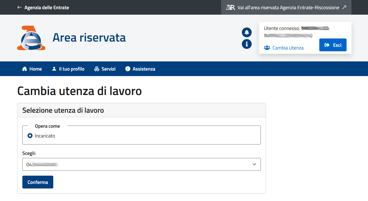 Agenzia delle Entrate - Cambia Utenza